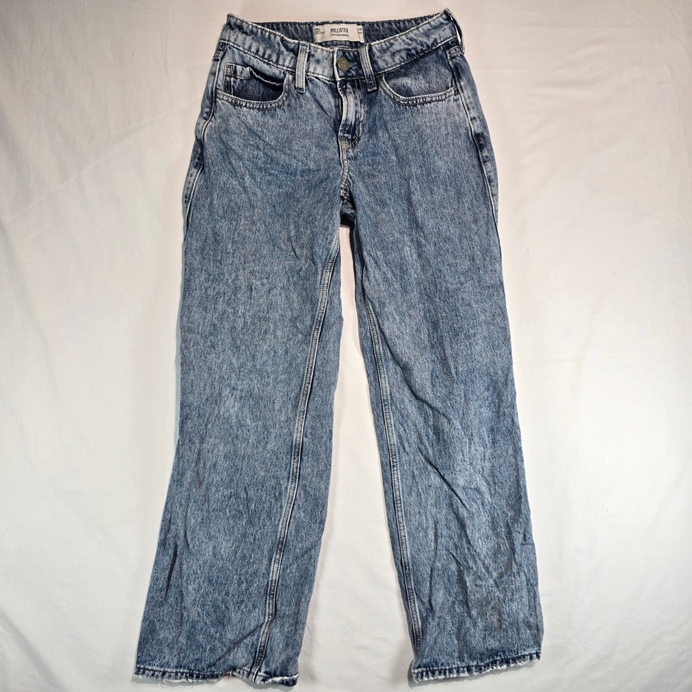 Hollister Low-Rise Baggy Jeans Light Wash Acid Denim 000s W23 Short‎ 355D3428